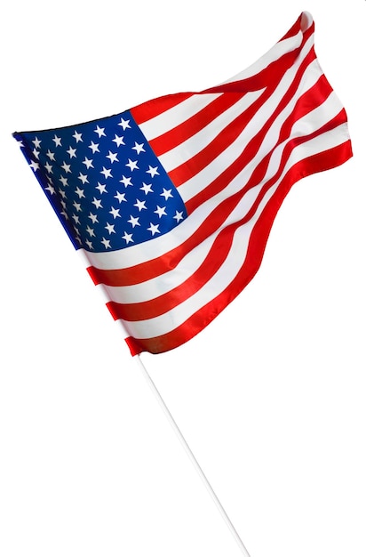 Bandeira americana isolada no branco