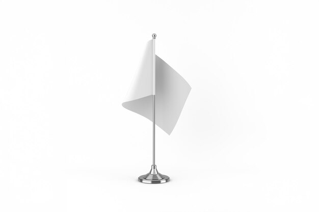 Bandeira branca em um suporte de metal - ideal para decoração de mesa ou escritório