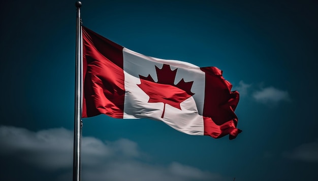 Foto grátis bandeira canadense acenando simboliza orgulho e patriotismo generative ai