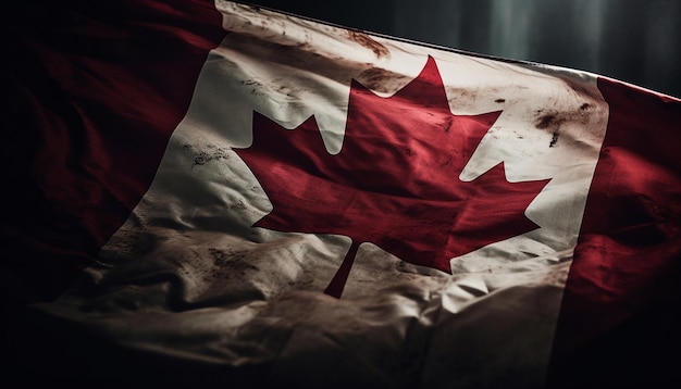 Foto grátis bandeira canadense acenando simboliza orgulho nacional e patriotismo generativo ai