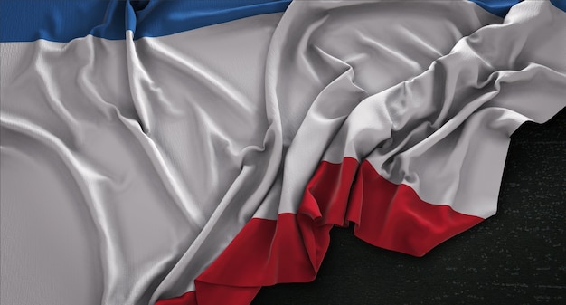 Bandeira da Crimeia enrugada no fundo escuro 3D Render