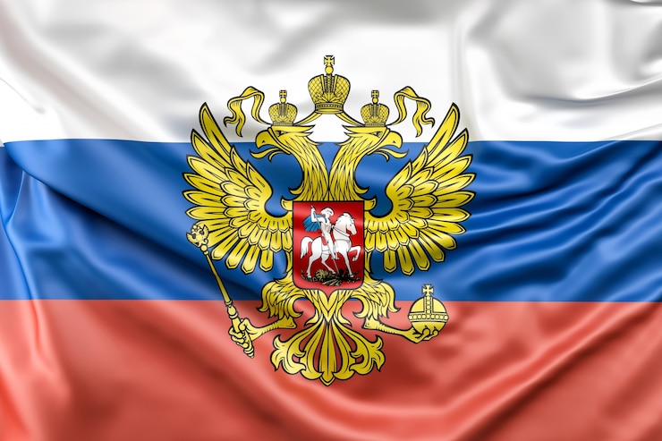 Foto grátis bandeira da rússia com brasão