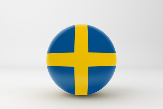 Bandeira da Suécia em fundo branco