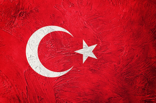 Bandeira da turquia do grunge. bandeira da turquia com textura grunge.