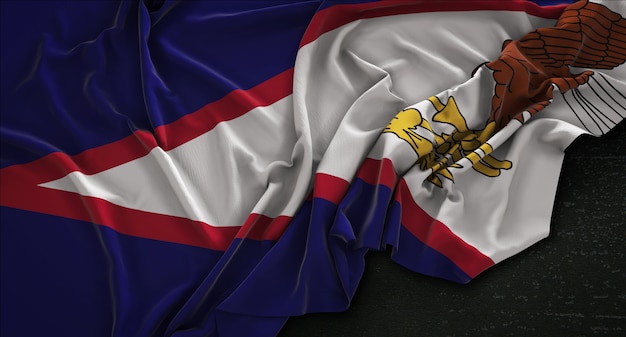 Foto grátis bandeira das samoa americana enrugada no fundo escuro 3d render