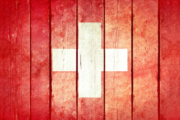 Bandeira de grunge de madeira da Suíça.