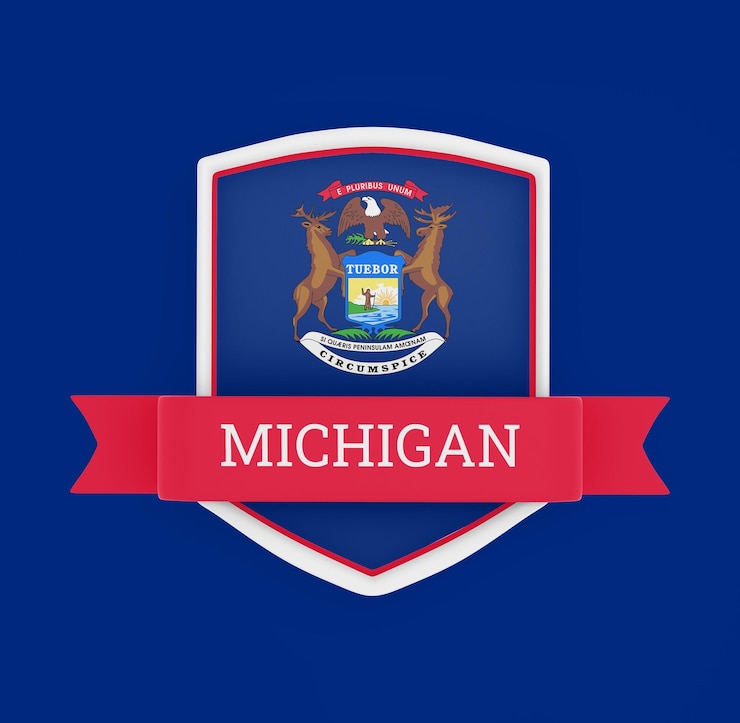 Foto grátis bandeira de michigan com faixa