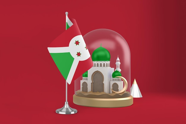 Foto grátis bandeira de ramadã burundi e mesquita