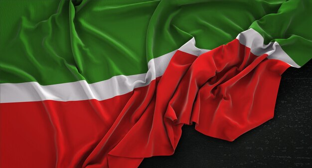 Bandeira de Tataristão enrugada no fundo escuro 3D Render
