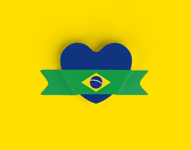 Foto grátis bandeira do brasil coração banner