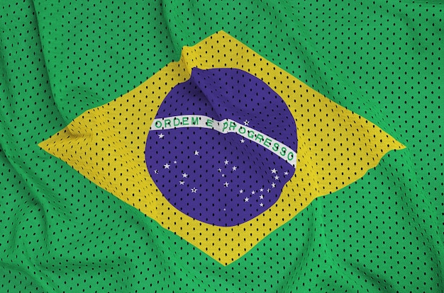 Bandeira do brasil impressa em tecido de malha de nylon para sportswear em poliéster