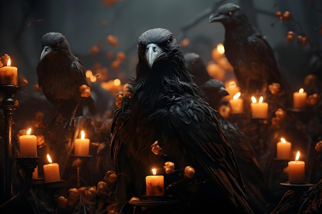 Foto grátis bandeira do corvo preto de halloween