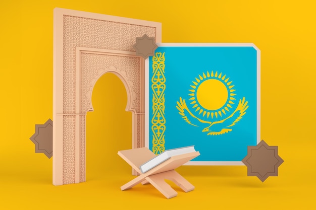 Foto grátis bandeira do ramadã cazaquistão e fundo islâmico