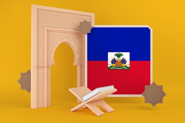 Foto grátis bandeira do ramadã haiti e fundo islâmico