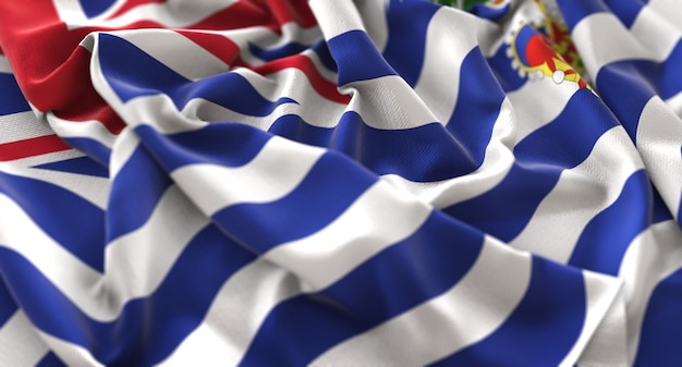 Bandeira do Território do Oceano Índico Britânico Ruffled Beautifully Waving Macro Close-Up Shot