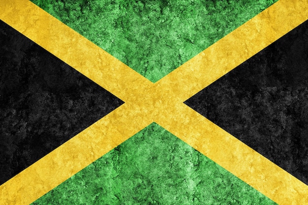 Bandeira metálica da jamaica, bandeira texturizada, bandeira grunge