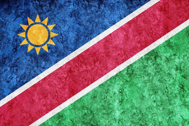 Bandeira metálica da namíbia, bandeira texturizada, bandeira grunge