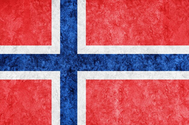 Bandeira metálica da Noruega, bandeira texturizada, bandeira grunge