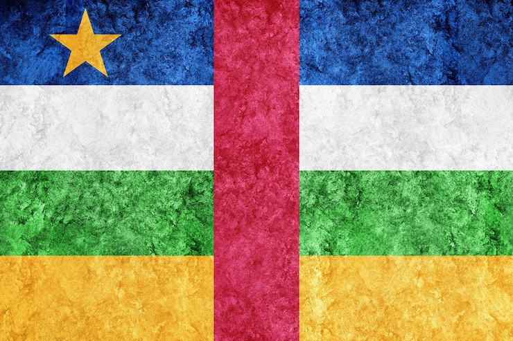 Foto grátis bandeira metálica da república centro-africana, bandeira texturizada, bandeira grunge
