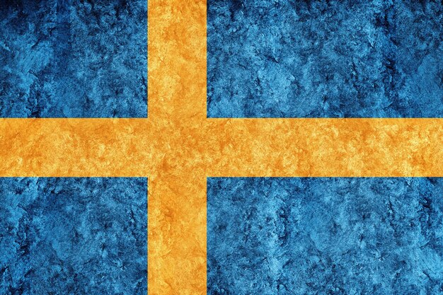 Bandeira metálica da Suécia, Bandeira texturizada, bandeira grunge