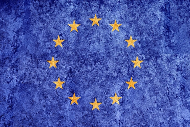 Bandeira metálica da União Europeia, bandeira texturizada, bandeira grunge