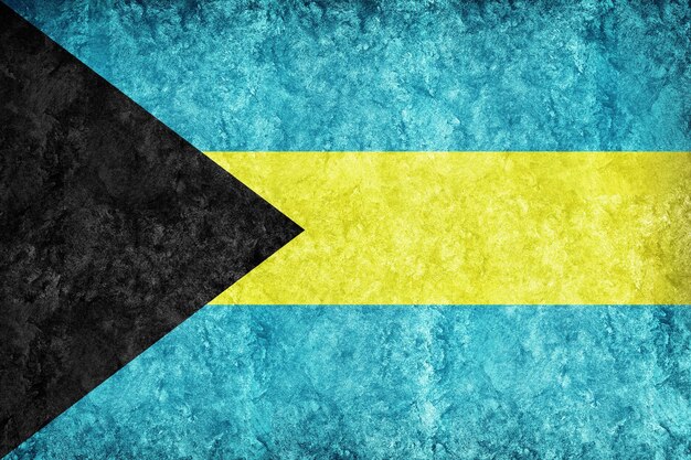 Bandeira metálica das Bahamas, Bandeira texturizada, bandeira grunge