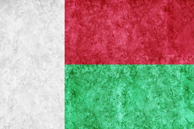 Bandeira metálica de Madagascar, Bandeira texturizada, bandeira grunge