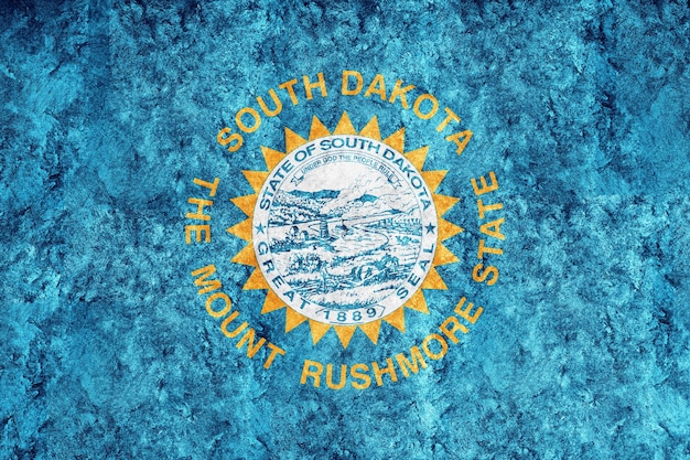 Bandeira metálica do estado de Dakota do Sul, fundo da bandeira de Dakota do Sul Textura metálica