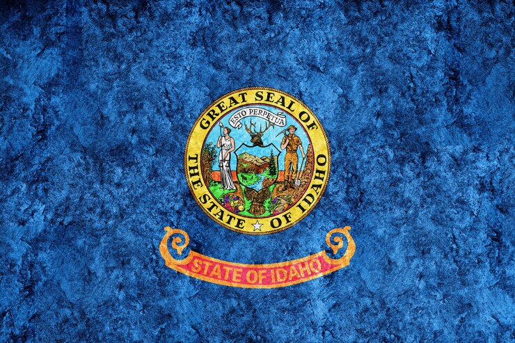 Foto grátis bandeira metálica do estado de idaho, fundo da bandeira de idaho textura metálica