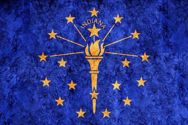 Bandeira metálica do estado de Indiana, fundo da bandeira de Indiana Textura metálica