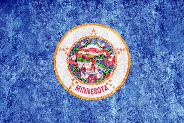 Bandeira metálica do estado de Minnesota, fundo da bandeira de Minnesota Textura metálica