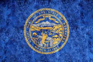 Foto grátis bandeira metálica do estado de nebraska, fundo da bandeira de nebraska textura metálica