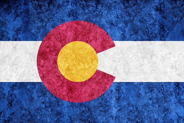 Bandeira metálica do estado do Colorado, fundo da bandeira do Colorado Textura metálica