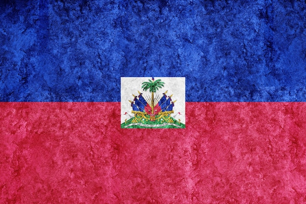 Foto grátis bandeira metálica do haiti, bandeira texturizada, bandeira grunge