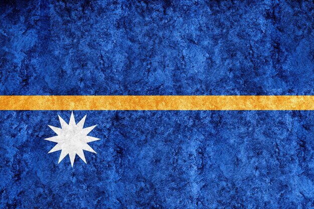 Bandeira metálica Nauru, Bandeira texturizada, bandeira grunge