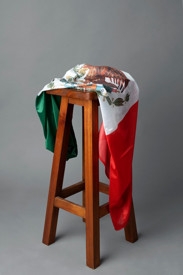 Foto grátis bandeira mexicana deitada na cadeira dentro de casa