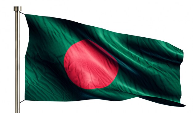 Bandeira nacional de Bangladesh Isolada 3D Fundo Branco
