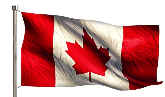 Bandeira Nacional do Canadá Isolada Fundo Branco 3D