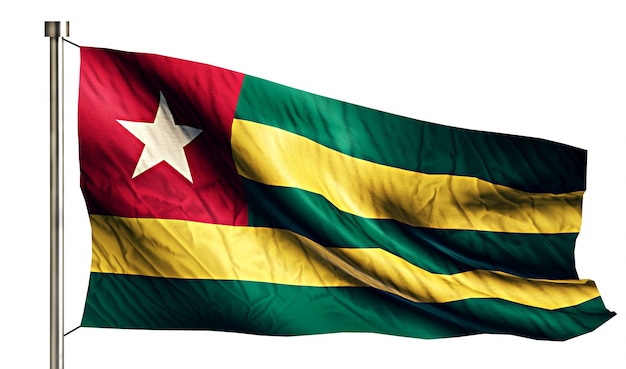 Bandeira nacional do togo isolado fundo branco 3d