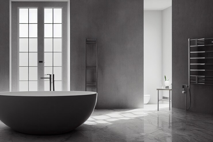 Foto grátis banheiro de luxo com hotel interior moderno em mármore ou design de casa com espaço limpo e elegante natur