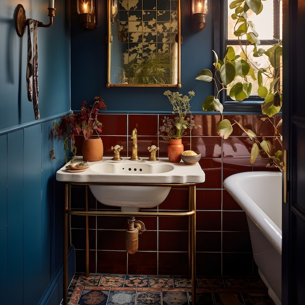 Foto grátis banheiro pequeno com design de interiores em estilo moderno