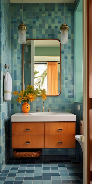 Foto grátis banheiro pequeno com design de interiores em estilo moderno