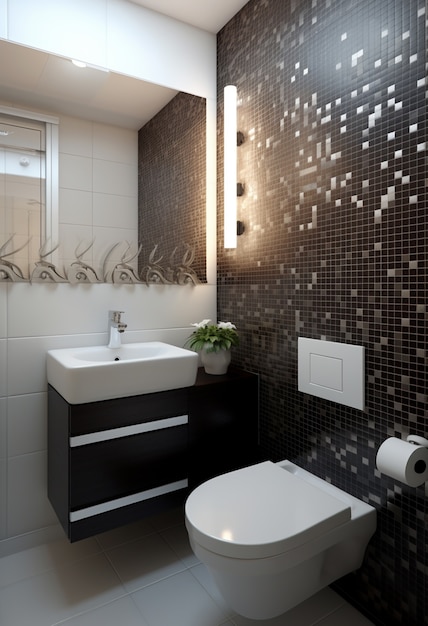 Foto grátis banheiro pequeno com estilo moderno gerado por ai