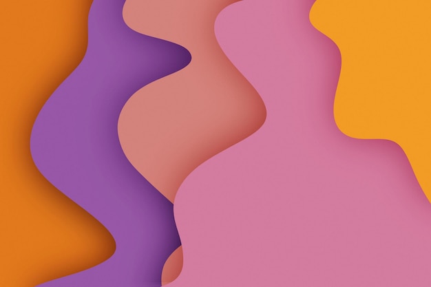 Banner com fundo abstrato com ondas de recorte de papel colorido