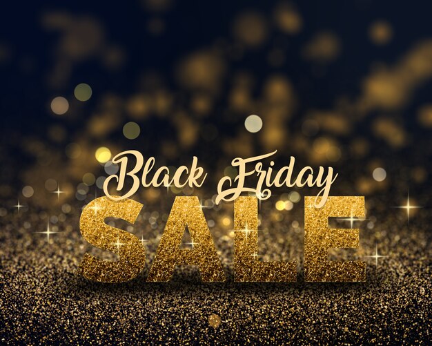 Banner da Black Friday com glitter dourado cintilante