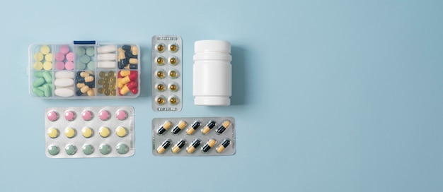 Banner de ciência minimalista com pílulas