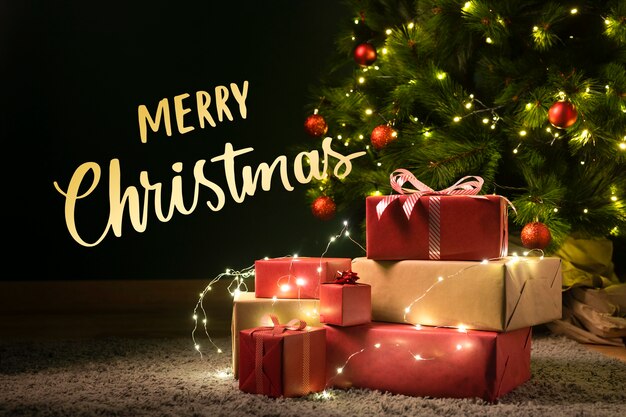 Banner de feliz natal com presentes