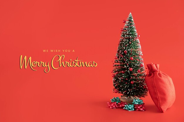 Banner horizontal de natal com abeto