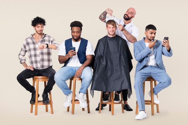 Barbearia masculina com empregos como cabeleireiro e campanha profissional