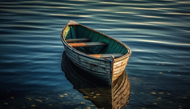 Barco a remo em lagoa tranquila cercada pela natureza gerada por IA